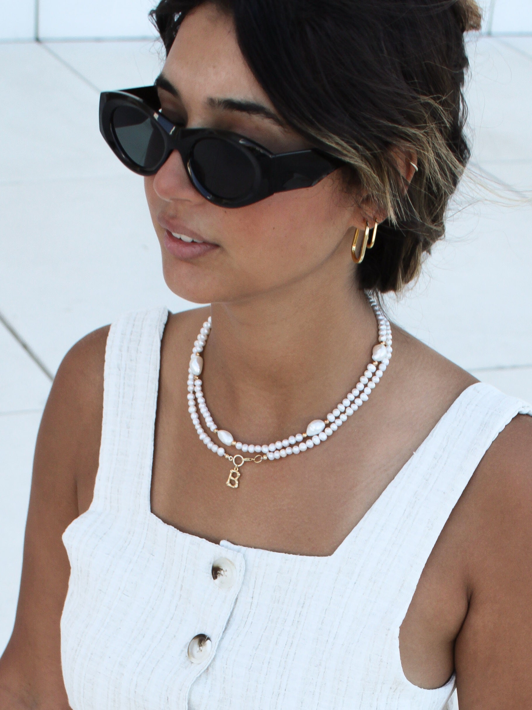 Colar de pérolas de agua doce e prata de lei 925 