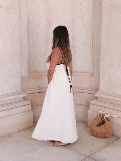 Vestido de linho fluido e elegante. Vestido de verão maxi. Vestido feminino. 