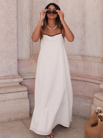 Vestido de linho fluido e elegante. Vestido de verão maxi. Vestido feminino. 