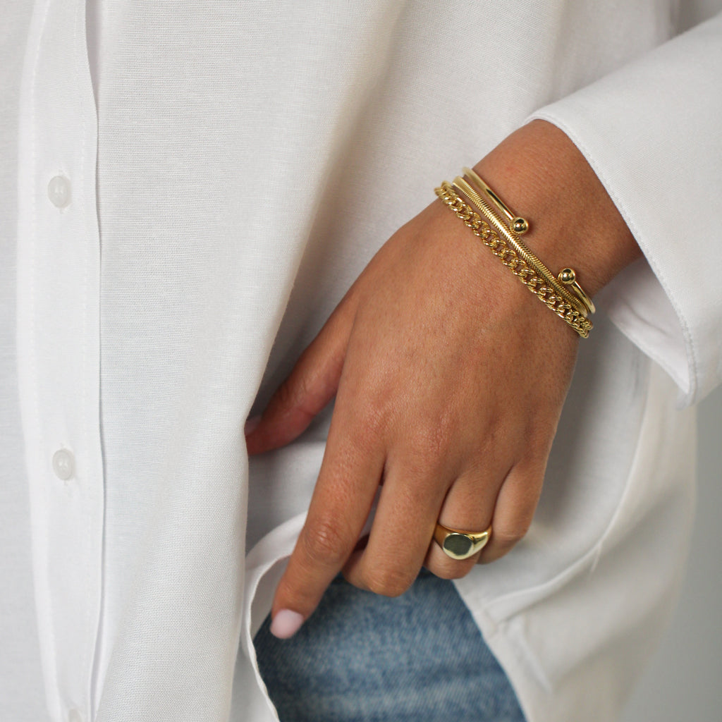 pulseiras chunky em prata de lei banhada a ouro Bangaram Shop 